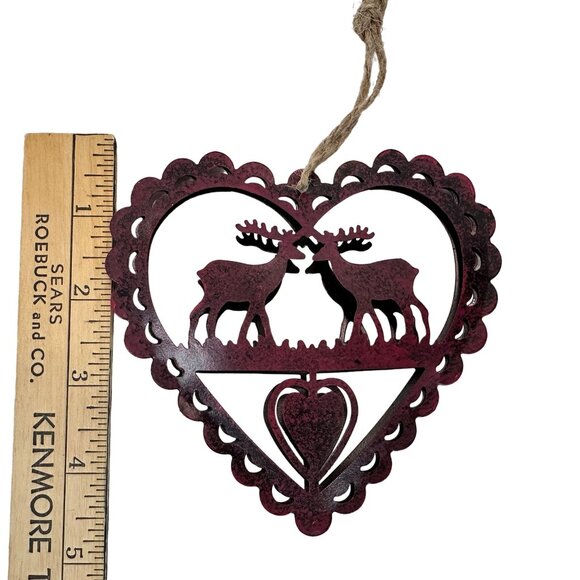 Christmas Ornaments Handmade Holiday Alpine Lodge Set Of 3 Rustic Deer Tree NEW - Picture 5 of 14